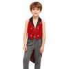 Boys Sparkly Sequins Medieval Vest Front Zip Victorian Waistcoat Circus Tailcoat Halloween Costume