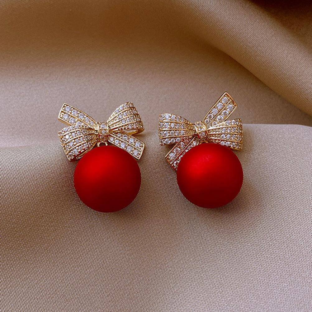 Женские рождественские серьги для девочек, круглые бусины, шарики, хрустальные подвески, ювелирные изделия, подарок