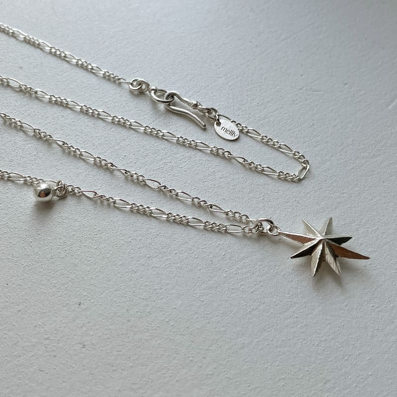 Melliv Silver Stella Ball Point Figaro Chain Necklace_mvn20