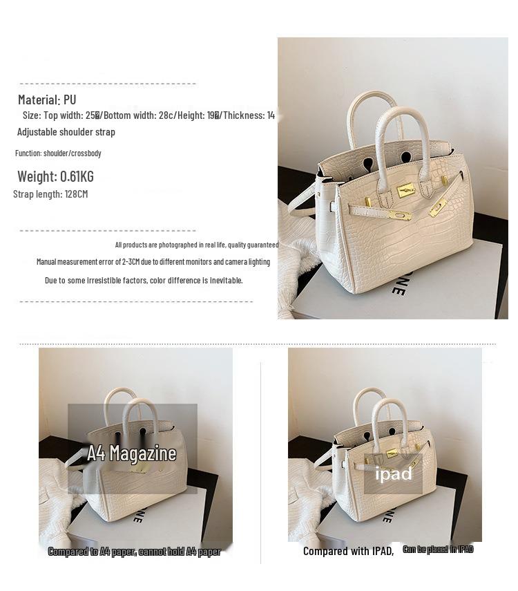 Chic Women's Crocodile Pattern Kelly Bag - Stylish European & American Design