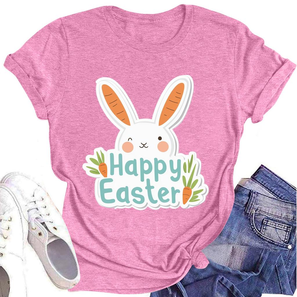 Women's Printed Round Neck Short-sleeved T-shirt Top