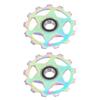 2PCS 11T Aluminum Alloy Pulley Jockey Wheel for Rear Derailleur Oil Slick Color Pattern Bike Parts