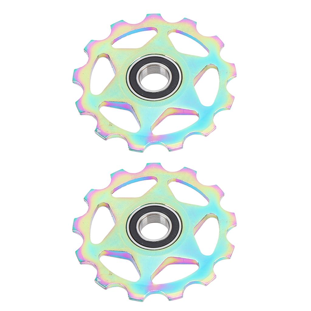 2PCS 11T Aluminum Alloy Pulley Jockey Wheel for Rear Derailleur Oil Slick Color Pattern Bike Parts