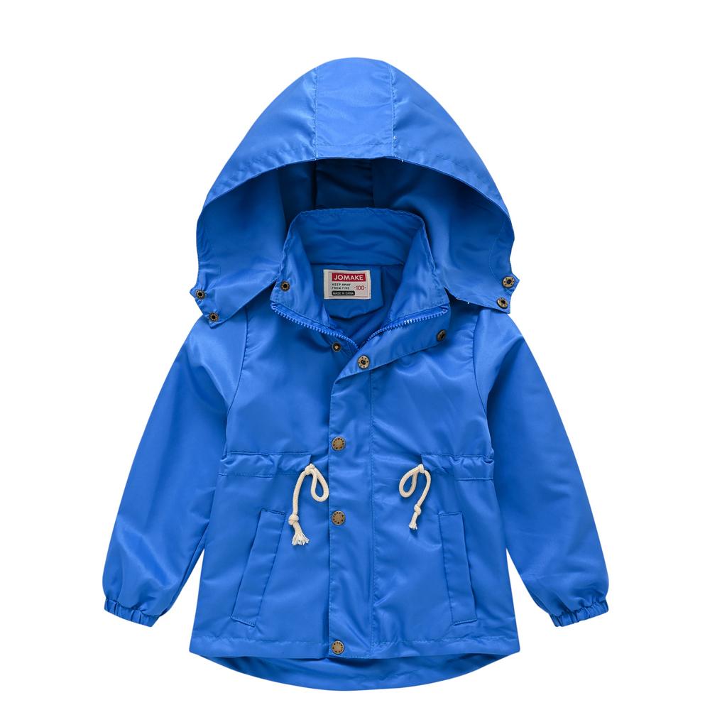 Детские куртки Детская одежда Однотонная ветровка для мальчиков и девочек с поясом Среднего и большого размера Детское осеннее пальто с капюшоном Съемный