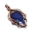 Подвеска из лазурита, ювелирное изделие из драгоценного камня ручной работы, подвеска, обернутая медной проволокой 999 пробы, ювелирная подвеска уникального дизайна