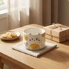 Керамическая кружка с кошкой Мультяшный кот и заварка Детали лапок Посуда Белая