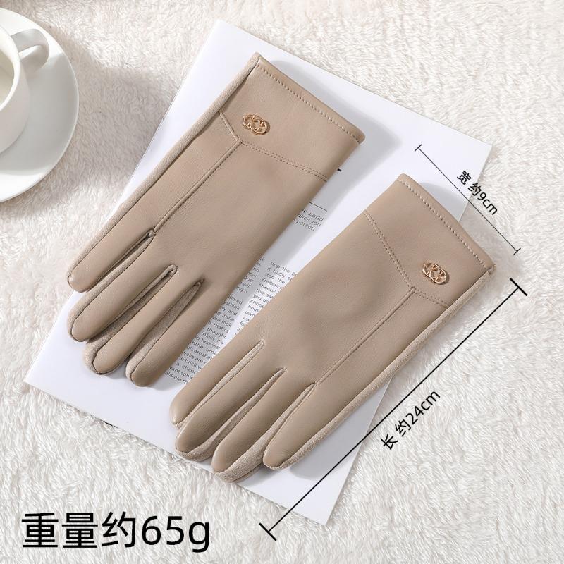 Теплые кожаные перчатки женские милые бархатные зимние утолщенные для улицы для верховой езды ветрозащитные и от холода для вождения сенсорные перчатки