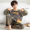 Boys Cotton Pajama Set Long Sleeve Hooded Sleepwear Kids Teens Fall Winter Comfortable Home Wear