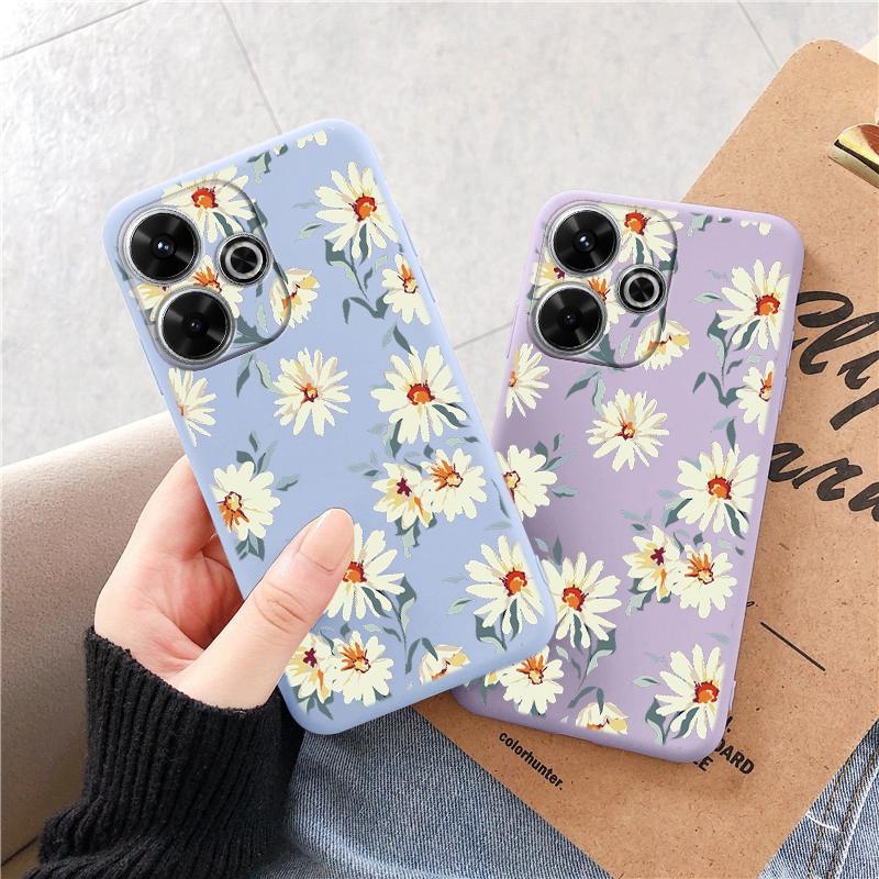 Мягкий силиконовый чехол с цветком для Samsung A55 A35 M35 S24 Xiaomi Redmi Note 13 Pro 14 Poco C65 iPhone Huawei Honor 200 70 Realme 9 Camera Противоударный чехол