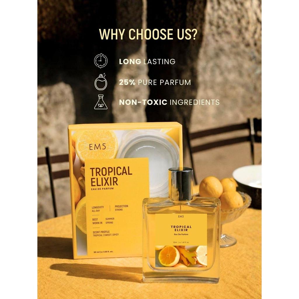 EM5 Тропический Эликсир Парфюм для Женщин | Тропический, Сладкий, Пряный Аромат | Стойкий Запах | Премиальный Подарок для Нее