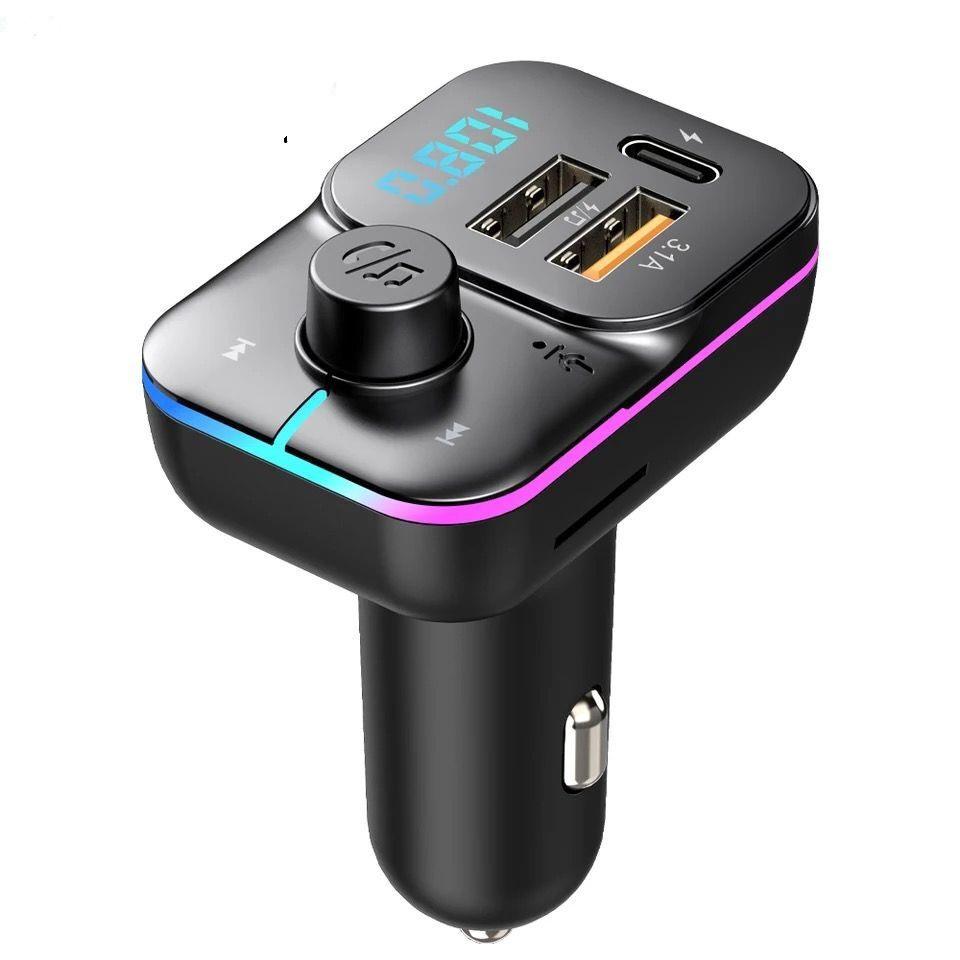 Цветной Bluetooth-автомобильный MP3-плеер C24 с двойным USB Type-C зарядным устройством и FM-передатчиком