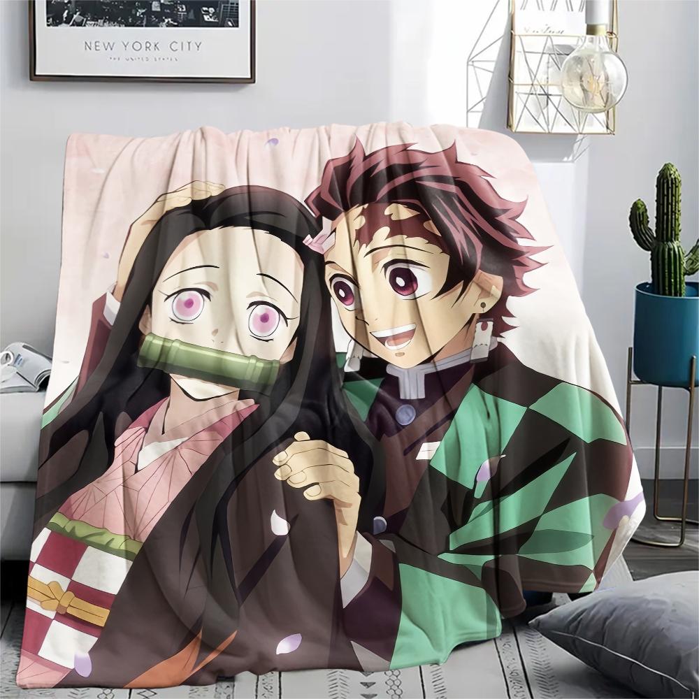 Demon Slayer Nezuko & Tanjiro Blanket, Cozy Throw for Sofa Bed, Ideal Gift for Demon Slayer Fans.chl