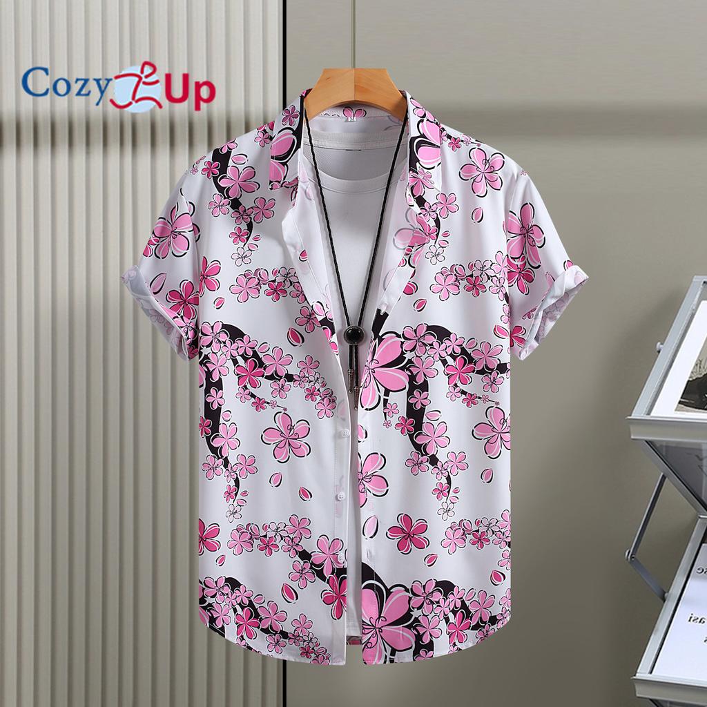 Мужская рубашка с коротким рукавом, белая пудровая рубашка с принтом цветка сливы для мужчин, повседневная мода, летний отдых на Гавайях 2025, новый стиль