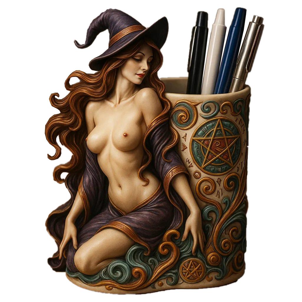 Halloween Pen Holder, Sexy Witch Pen Holder Ornament, Resin Ornament