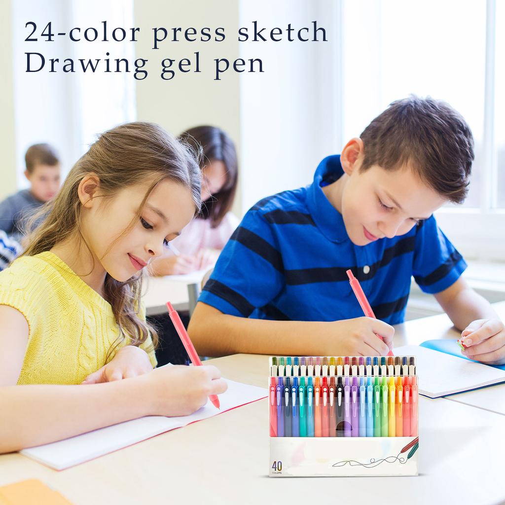 40 Colored Push-Down Neutral Pen With High Beauty Value For Student Sketching And Drawing, Fast-Drying And Ink-Lasting,20ml