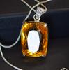 Orange Sapphire Pendant 925 Sterling Silver Cushion 132.60 Ct Gems CERTIFIED MY-401-K