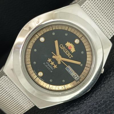 ВИНТАЖНЫЕ ORIENT CRYSTAL АВТОМАТИЧЕСКИЕ 46941 ЯПОНИЯ МУЖСКИЕ ОРИГИНАЛЬНЫЕ ЧАСЫ С ЦИФЕРБЛАТОМ a704972-1
