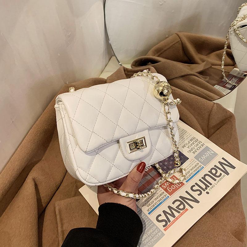 Модная женская сумка из натуральной кожи, женская сумка через плечо из коровьей кожи, маленькая сумка через плечо с золотым шариком и бриллиантовой цепочкой