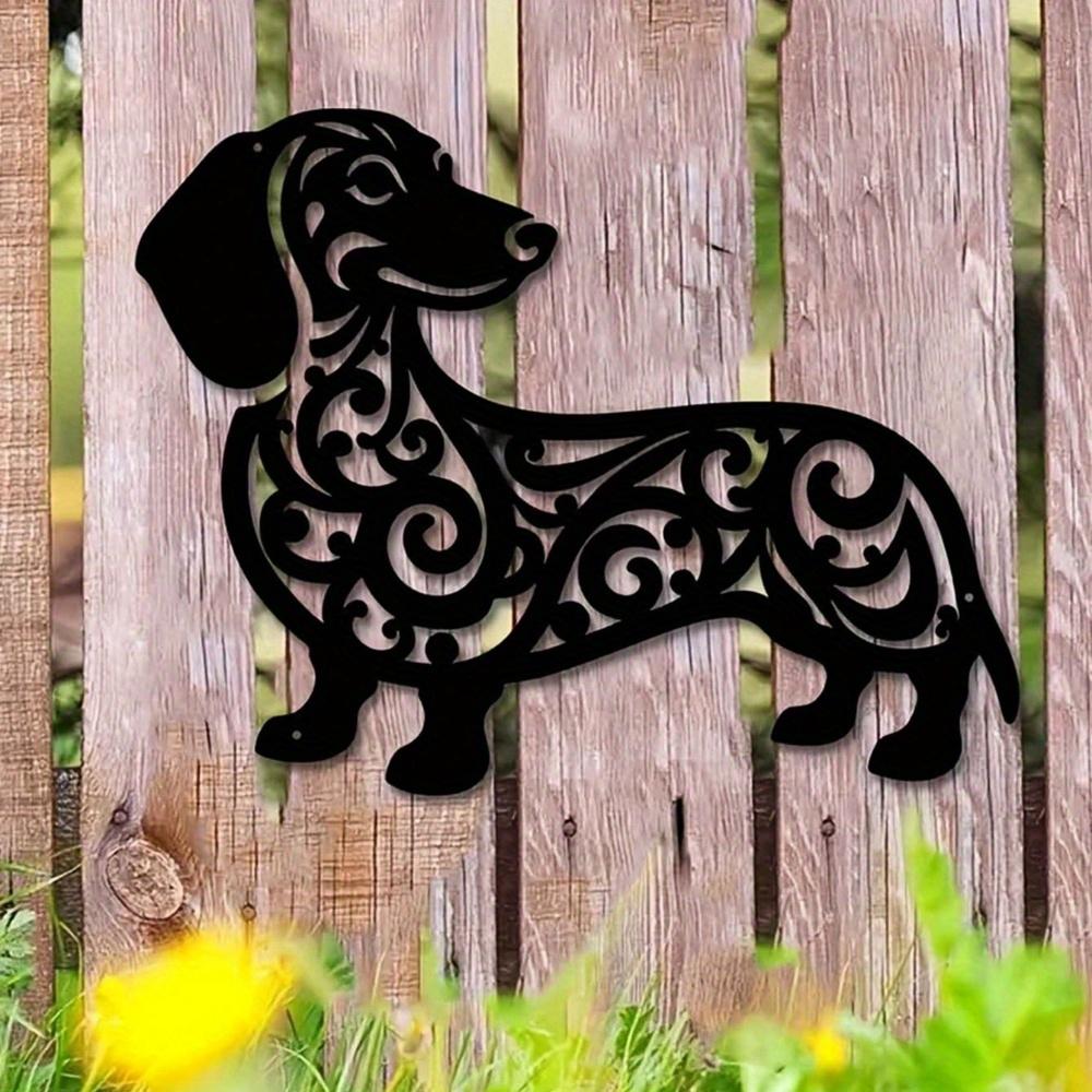 Причудливый металлический настенный декор «Такса» - Игривая скульптура для помещений/улицы для садов, патио и жилых пространств, Идеально подходит для балконов
