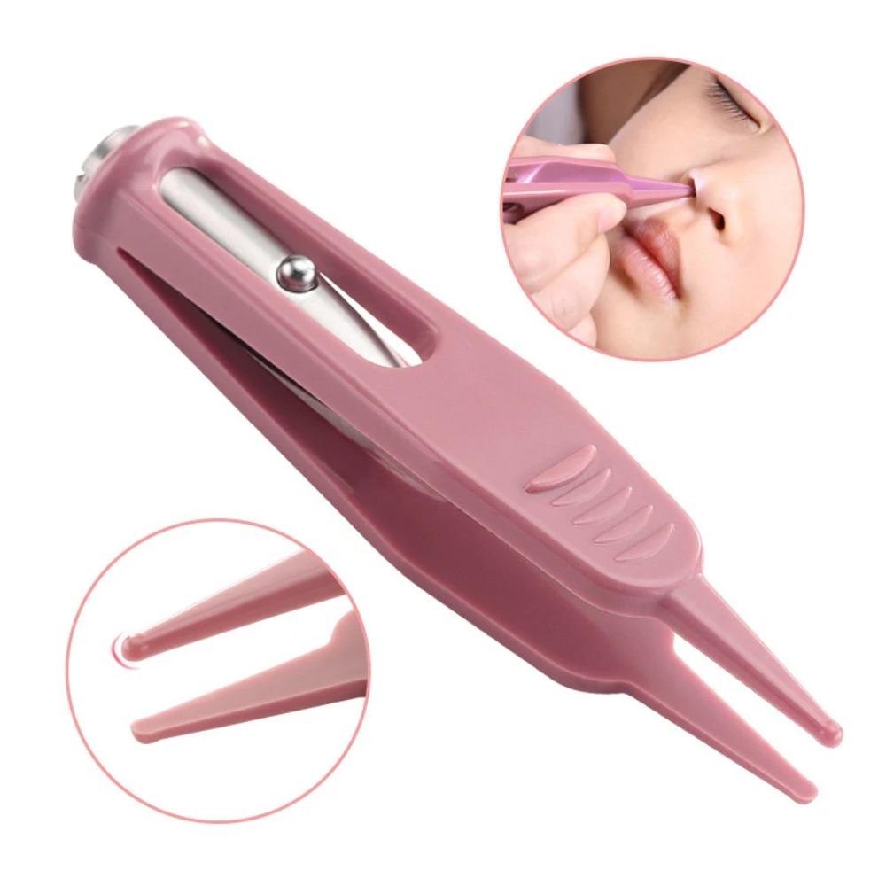 Plastic Nose Safe Tweezers LED Light Cleaning Tweezer Body Care Baby Dig Booger Clips