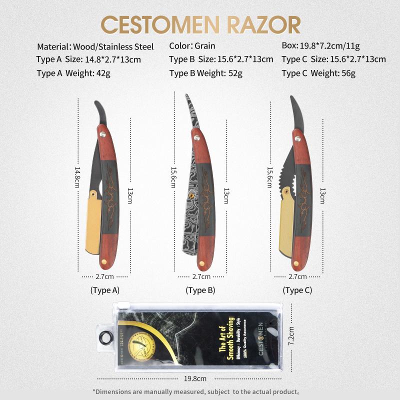 CESTOMEN Профессиональная деревянная парикмахерская бритва премиум-качества для стрижки волос, бритва с прямыми краями для мужчин и женщин