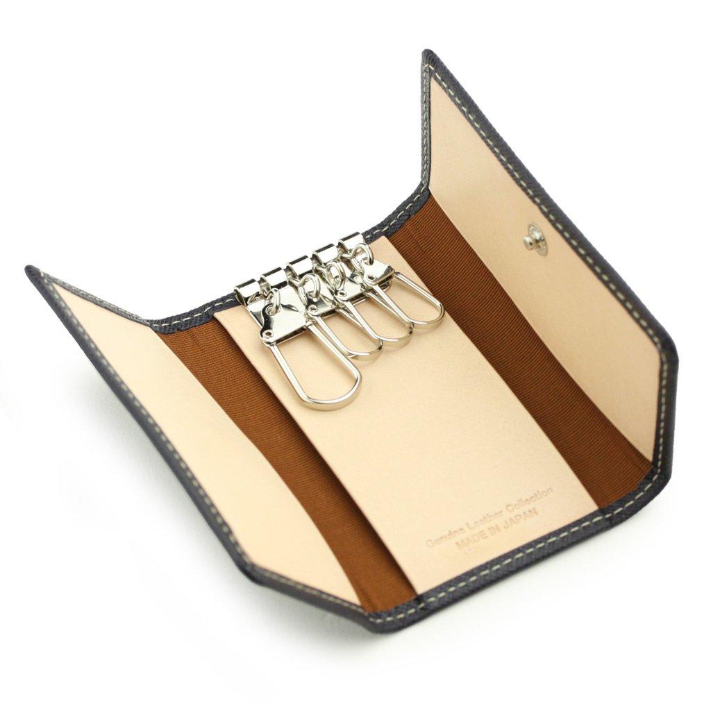 Made in Japan Genuine Leather Key Case Prism Textured Cowhide Green [Abies] (Corner Leather)