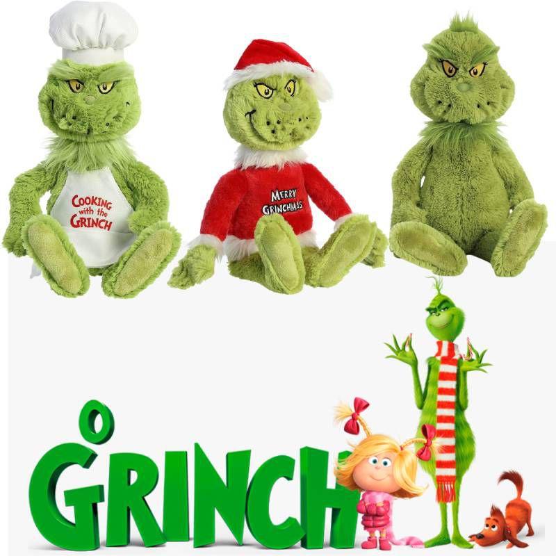 Grinch Christmas Chefs Dress Up Plush Toys Stuffed Dolls Kids Gift Soft Cuddly