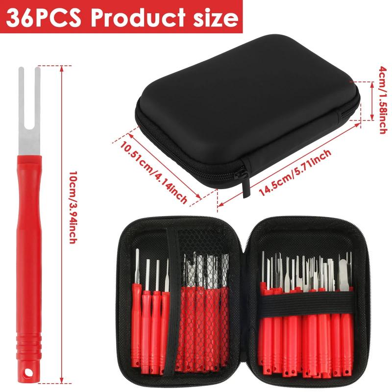36Pcs Terminal Pin Removal Tool Kit Stainless Steel Pin Extractor Tool Reusable Electrical Wire Connector Pin Release Tool Auto