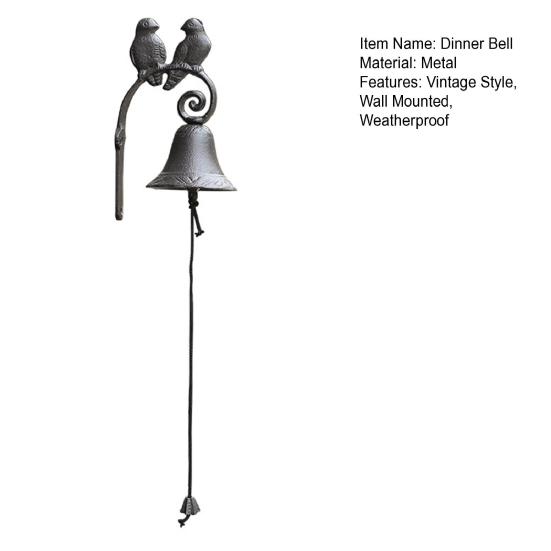Vintage Dinner Bell Wall Mounted Bell with Birds Indoor Outdoor