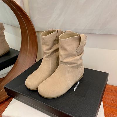 Ретро короткие ботинки из коровьей кожи на скрытой платформе осень и зима новые ботинки с напуском женские тонкие короткие ботинки Мартин