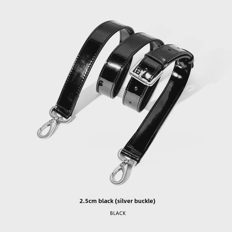 MHS-A-25 Черная блестящая лакированная сумка через плечо с регулируемым ремнем и пряжкой-шпилькой