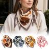 Lightweight Silk Scarf Magnetic Buckle Floral Neck Kerchief Square Scarf Necklace  Travel Wear
