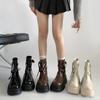 Осенне-зимняя мода новые коричневые американские ретро женские ботинки на толстой подошве стройнящие и увеличивающие рост короткие ботинки