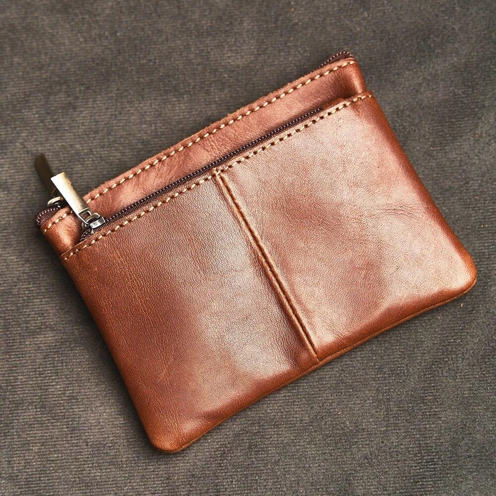 Кожаный кошелек для монет для мужчин и женщин, мини-кошелек из воловьей кожи на молнии, маленькая карманная сумка для денег, женские кошельки, мужской держатель для карт V