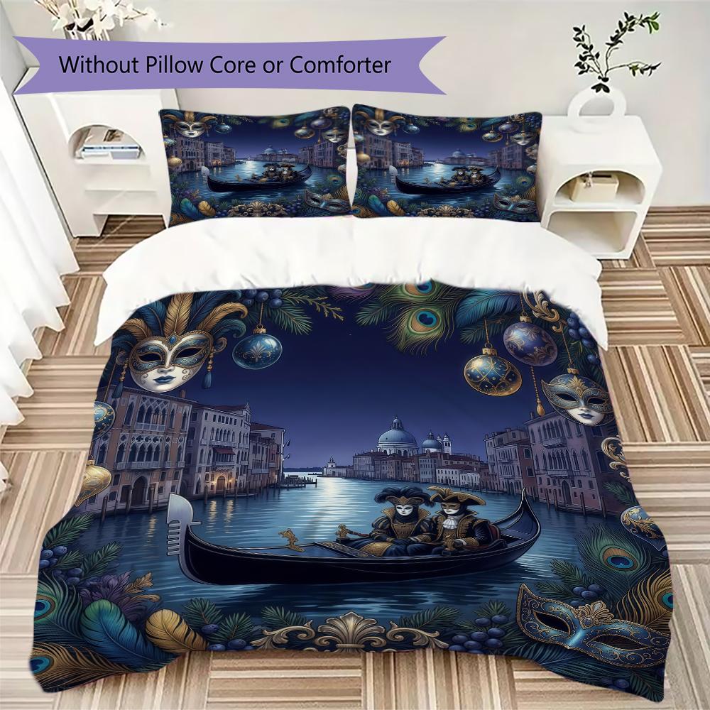 Vintage Truck Scene Pattern Bedding uilt Set uilt Cover Pillowcase Home Decoration Birthday Gift (1 * duvet cover + 2 * pillowcase without core)_XIA