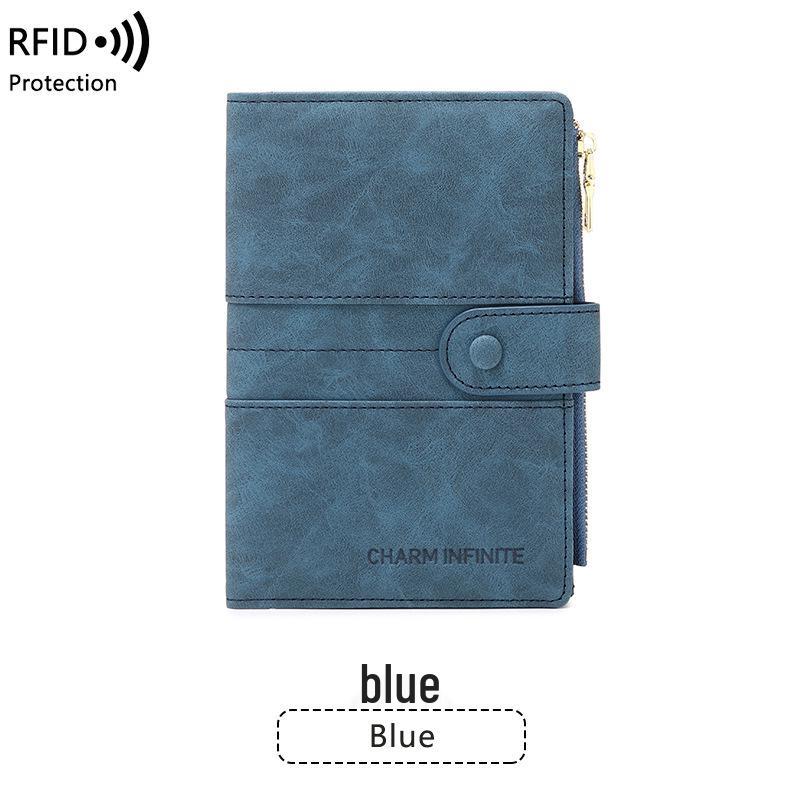Многофункциональный RFID противокражный держатель для паспорта с молнией и пряжкой