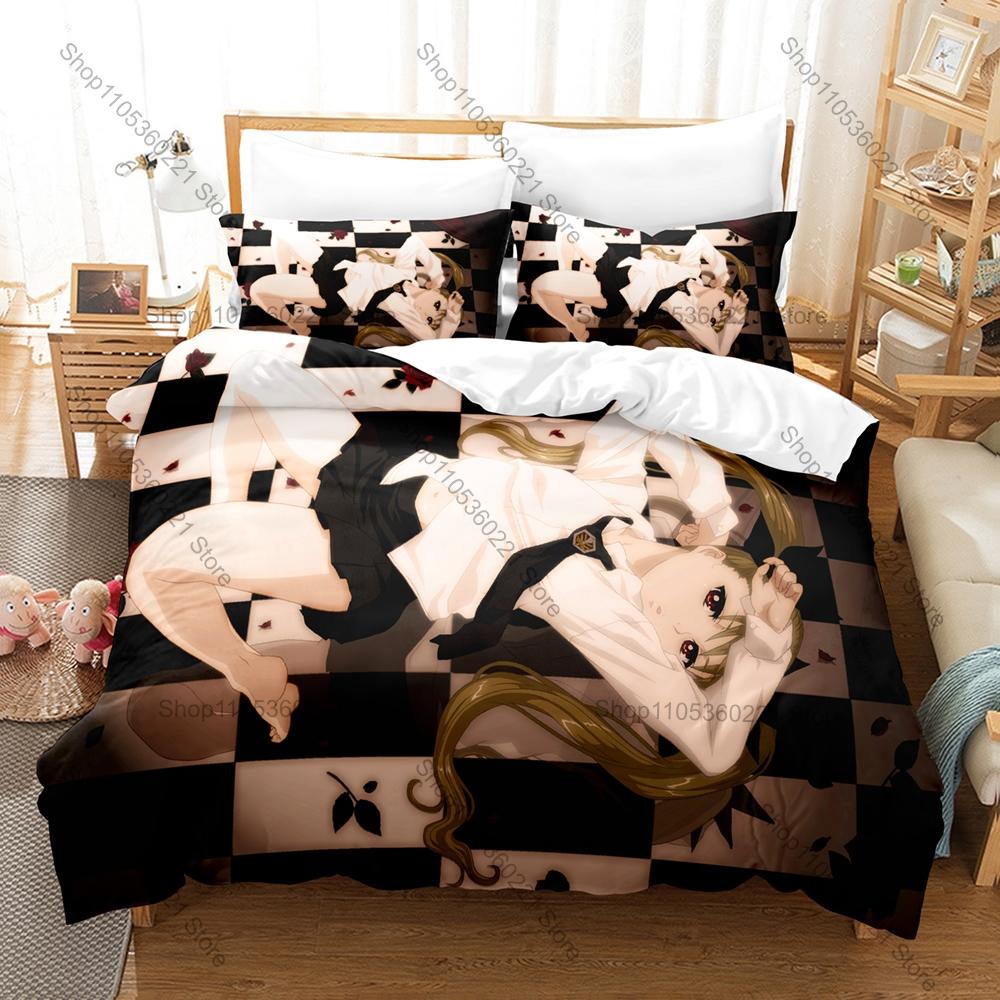 Mina Tepes Akira Kaburagi Vampire Bund Castle Rose Blood Moon Print Duvet Cover + 2 Pillowcases Anime Fans 3pcs Bedding Set