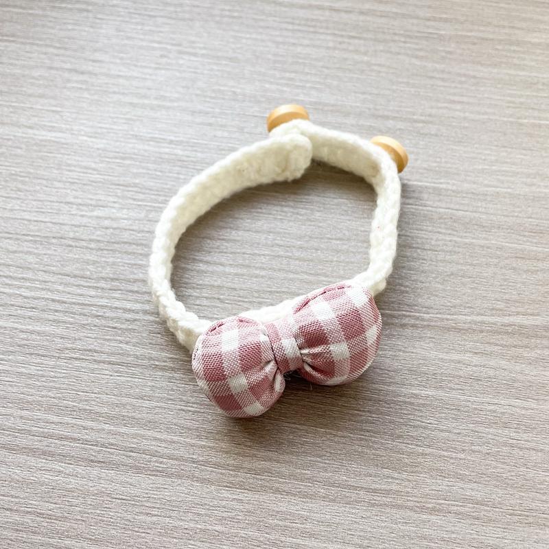 Pet cat collar handwoven crocheted finished dog scarf cute plaid bow neck jewelry pet Christmas gift