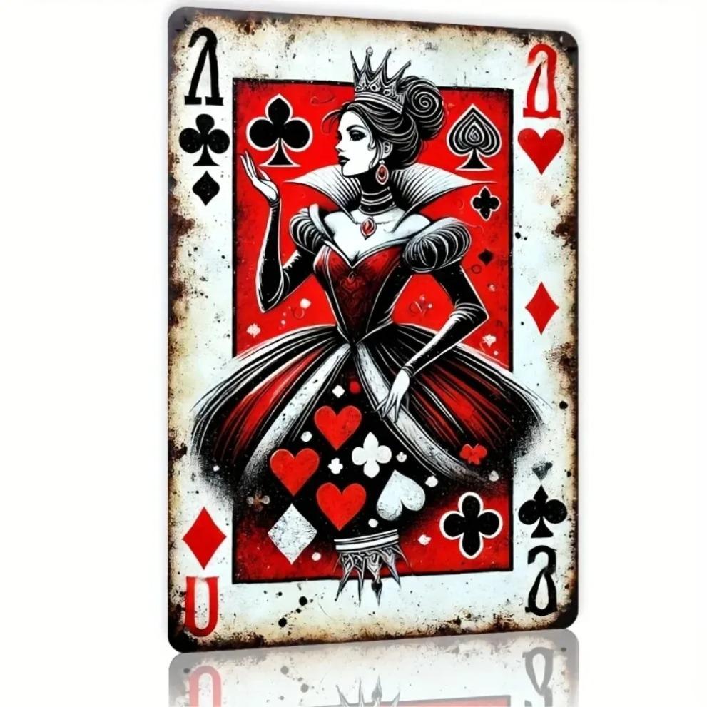 AliceQueen Металлическая жестяная табличка Винтажные игральные карты 2D Ретро настенное искусство для дома Бара Паба Декор