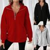 Autumn and Winter New Fashion Zipper Lapel Solid Color Casual T Women's Sweater
