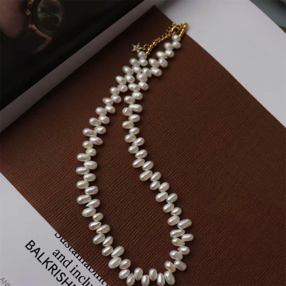 New design, minimalist style, natural freshwater pearl, purple baroque teardrop, delicate and luxurious, niche necklace for women