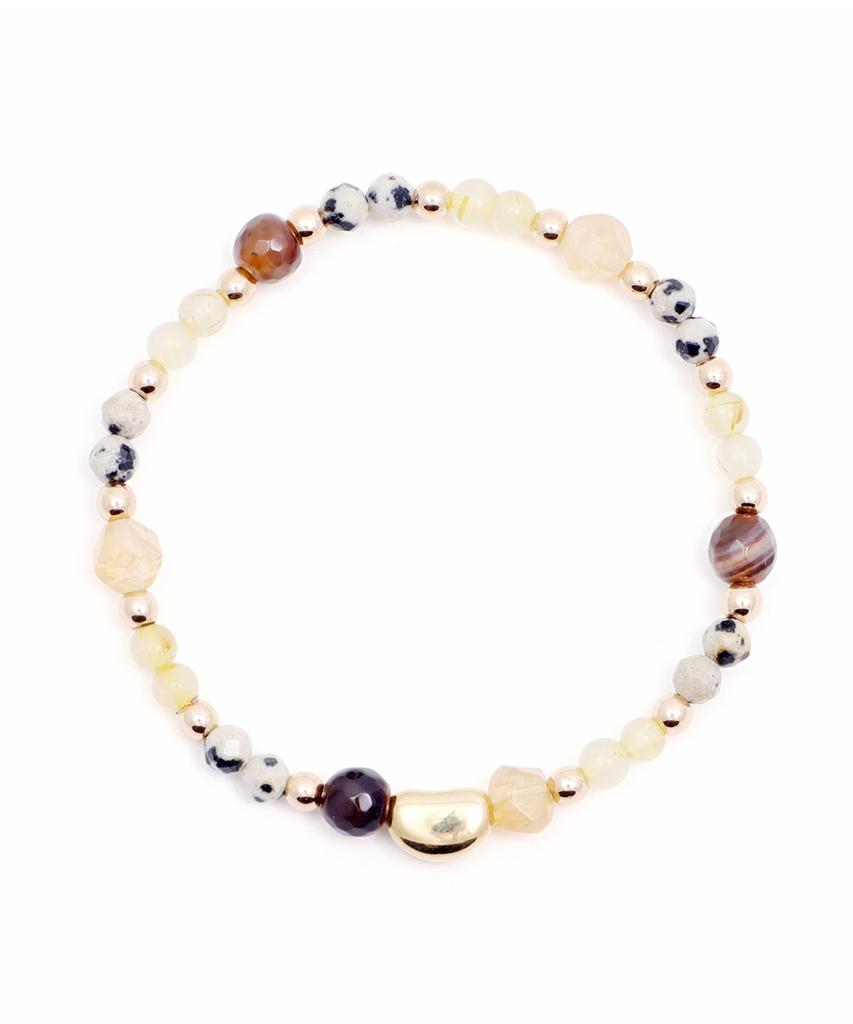 Браслет Polalita Dalmatian Yellow Mix Stone & Gold Point (Plt-Br-111_Yl)