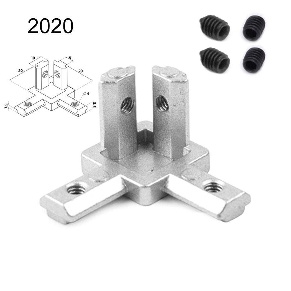 Silver Aluminum Extrusion Profile with Screws Bracket Connector 3-Way European Standard End Corner