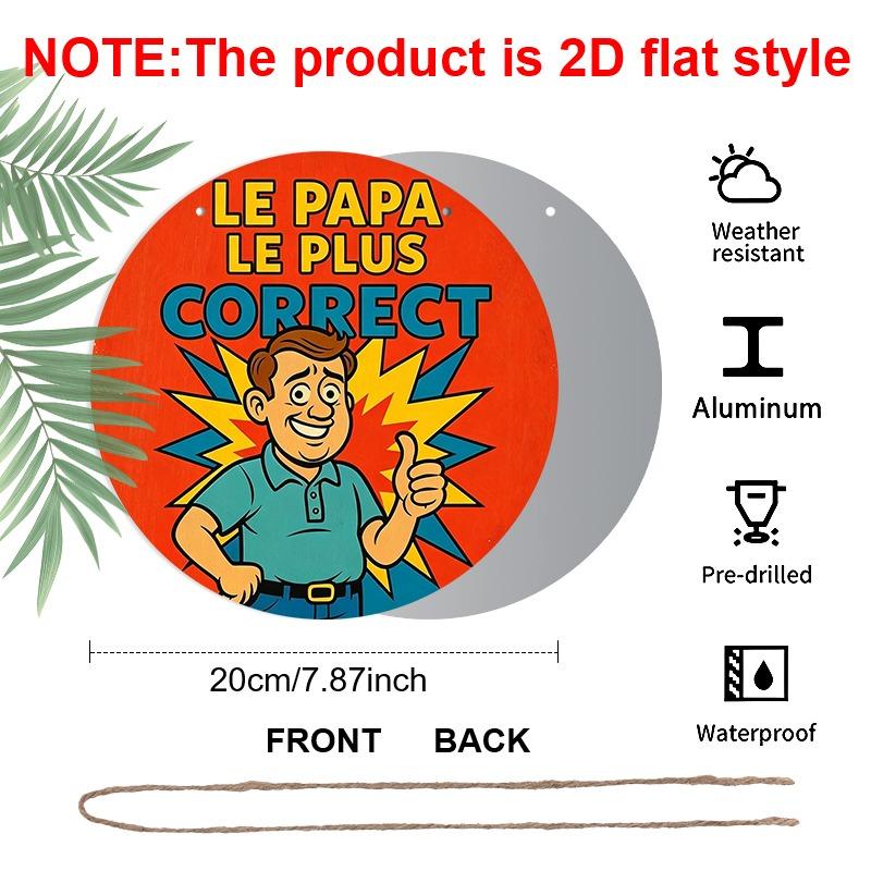 2D Flat Aluminum Father's Day-themed Ornaments in Various Sizes. Featuring A Fun, Cartoon-style Depiction of A Dad in French, These Make An Ideal