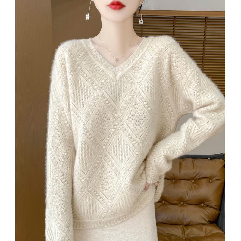Женский кашемировый свитер Qinghe Cashmere 30% кашемир 70% шерсть Осень и Зима Пуловер Теплый и Модный