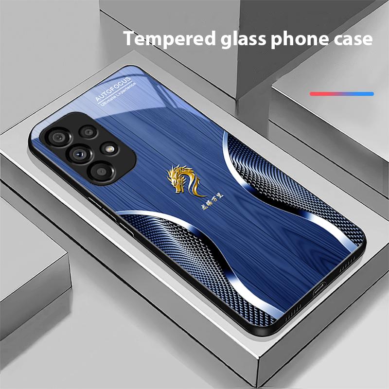 Деревянный Дракон Черный Для Samsung Galaxy S 8 9 10 20 Plus 21 FE 22 23 24 Ultra S7 Edge Черный Закаленное Стекло Чехол для Телефона Жесткий Чехол