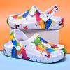 Summer Men's & Women's Sandals Tie-Dye Pattern Clogs Slip On Lightweight Two-Way Wear Garden Clogs Non-Slip Beach Slides