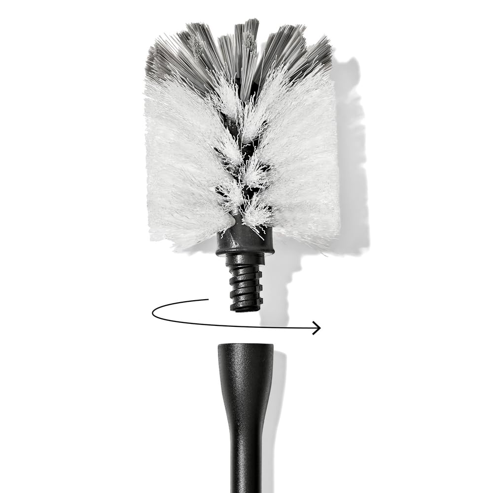 OXO Bottle Brush - Water Bottle Cleaner, Replaceable Brush, Matte Stainless Steel, Long Handle,