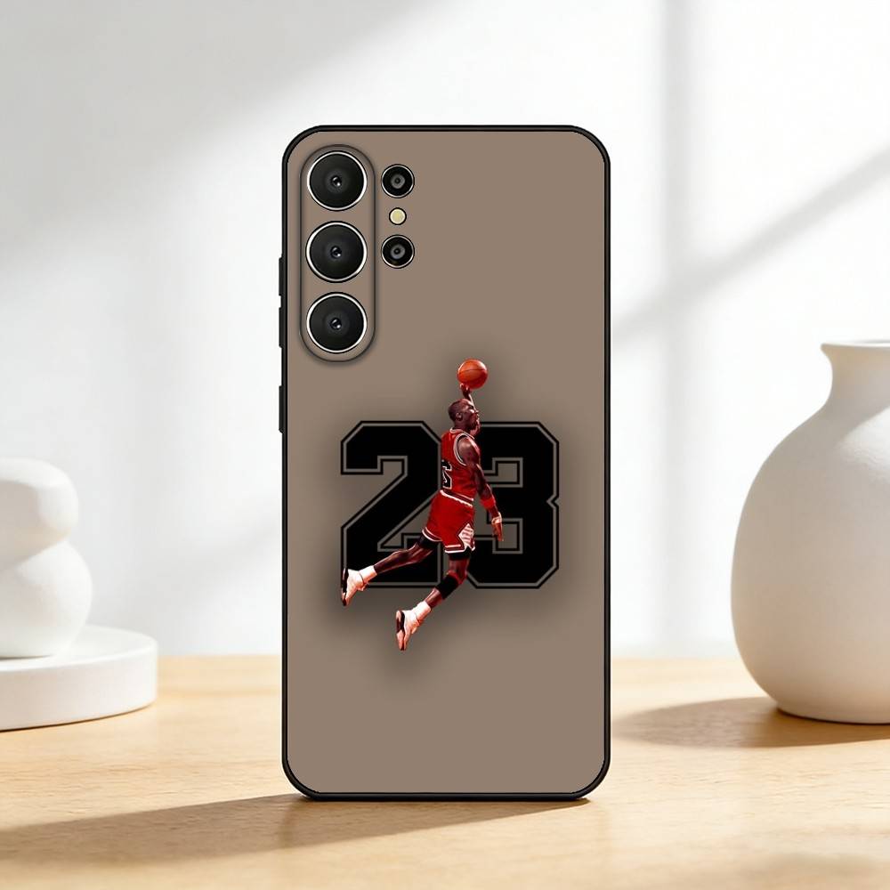 Cool and Classic J-Jordan Phone Case For Samsung S26,S25,24,23,22,30,21,10,9,Ultra,Plus,Lite,Black Soft Case