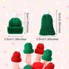 20pcs Mini Christmas Hat Pompoms - Red & White Design with Green Accents, Perfect for DIY Crafts, Christmas Tree Decorations